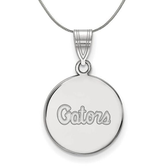 Sterling Silver U. of Florida Medium Disc Necklace - 24 Inch